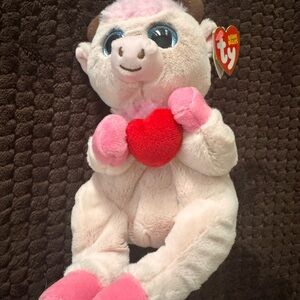 Ty Plush Goat with Red Heart and Pink Accents